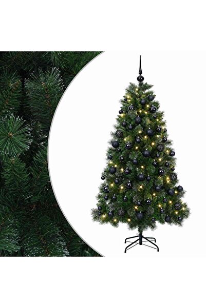 vidaxl Brad de Crăciun artificial cu globuri 180 cm 300 LED-uri