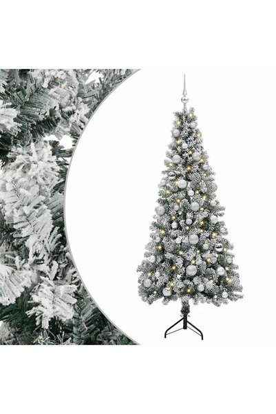 vidaxl Brad de Crăciun artificial cu glob 150 cm 150 LED-uri Alb cald