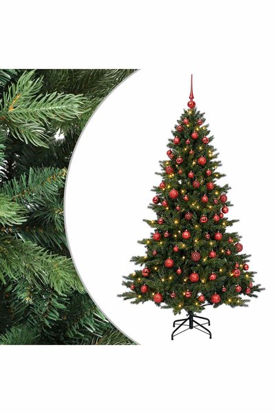 vidaxl Brad de Crăciun artificial cu glob 180 cm 300 LED-uri Alb cald