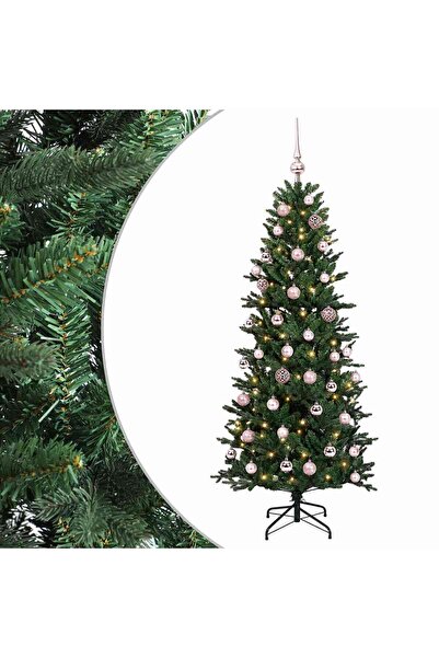 vidaxl Brad de Crăciun artificial cu glob 150 cm 150 LED-uri Alb cald