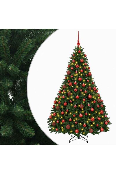 vidaxl Brad de Crăciun artificial, verde mediu, cu globuri 180 cm