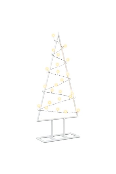 vidaxl Brad de Crăciun din metal cu LED KUOPIO 60 cm Alb cald Oțel Alb