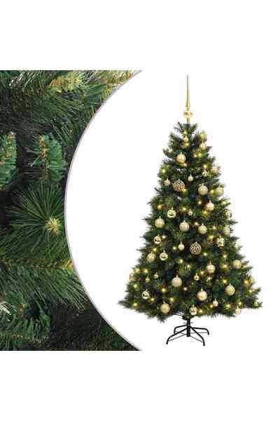 vidaxl Brad de Crăciun artificial cu glob 120 cm 150 LED-uri Alb cald