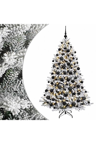 vidaxl Brad de Crăciun artificial cu glob 180 cm 300 LED-uri Alb cald