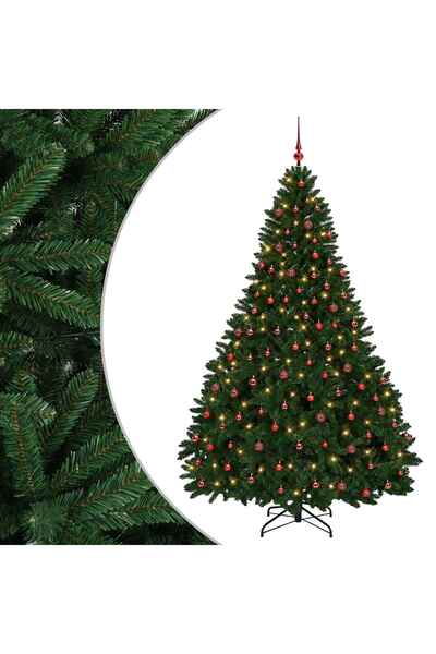 vidaxl Brad de Crăciun artificial, verde mediu, cu globuri 270 cm