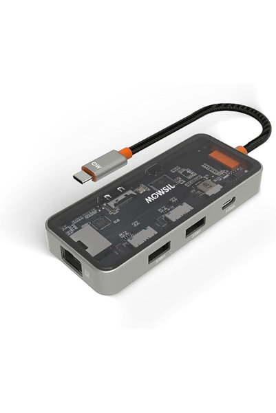 MOWSIL محول USB C متعدد المنافذ 6 في 1، يدعم HDMI بدقة 4K@60Hz، شحن سريع بقدر...