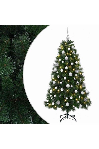 vidaxl Brad de Crăciun artificial cu globuri 180 cm 300 LED-uri