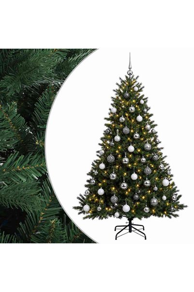 vidaxl Brad de Crăciun artificial cu glob 180 cm 300 LED-uri Alb cald