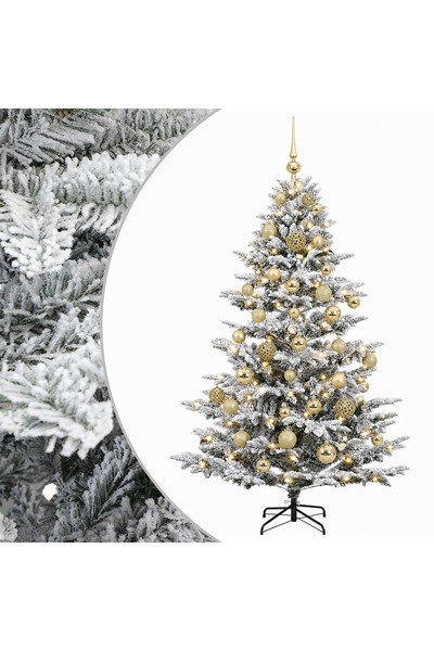 vidaxl Brad de Crăciun artificial cu glob 150 cm 150 LED-uri Alb cald