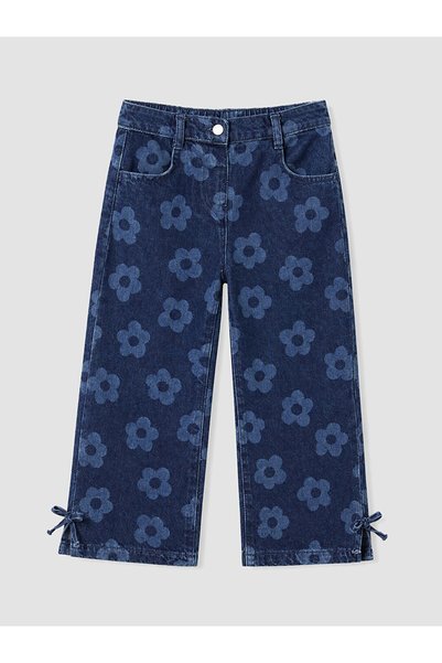 LC Waikiki Indigo Wideleg Floral Girls' Jeans
