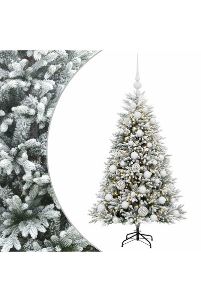 vidaxl Brad de Crăciun artificial cu globuri 120 cm 150 LED-uri