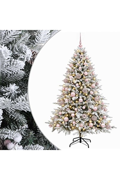 vidaxl Brad de Crăciun artificial cu glob 180 cm 300 LED-uri Alb cald