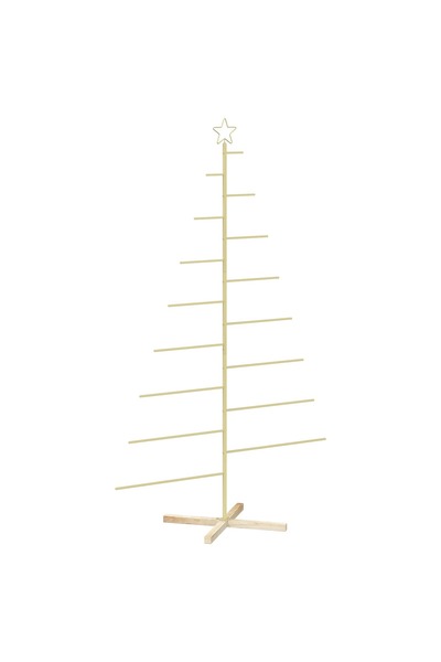 vidaxl Brad de Crăciun din metal cu suport KUOPIO 210 cm Oțel Auriu