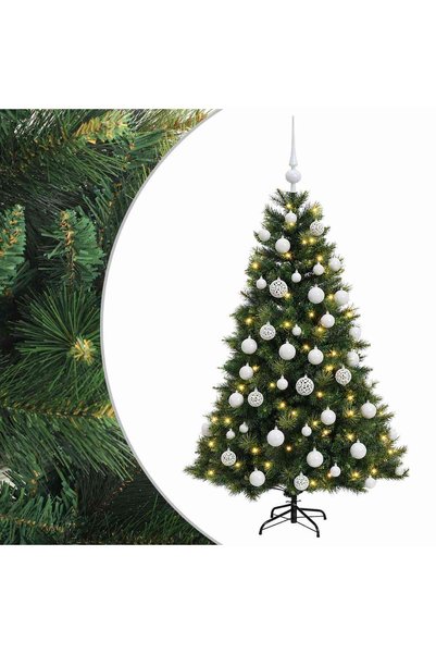 vidaxl Brad de Crăciun artificial cu glob 150 cm 150 LED-uri Alb cald