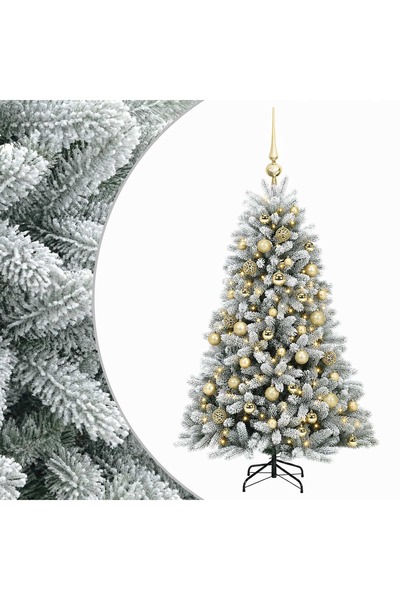 vidaxl Brad de Crăciun artificial cu globuri 120 cm 150 LED-uri