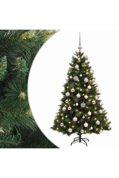 vidaxl Brad de Crăciun artificial cu glob 120 cm 150 LED-uri Alb cald