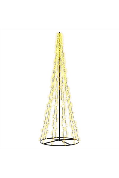 vidaxl Brad de Crăciun LED 285 cm 1550 LED-uri Alb cald Oțel Negru