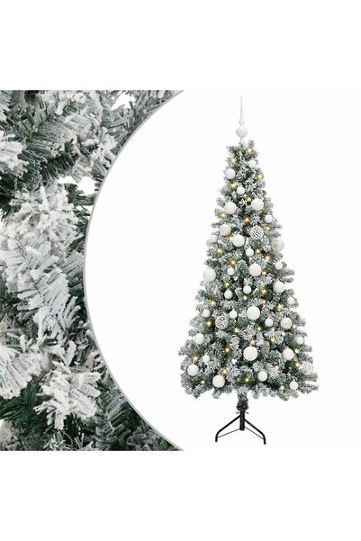 vidaxl Brad de Crăciun artificial cu glob 120 cm 150 LED-uri Alb cald