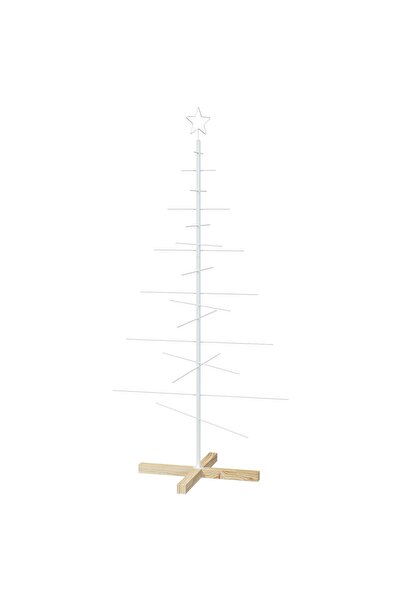 vidaxl Pom de Crăciun din metal KUOPIO 150 cm Oțel Alb