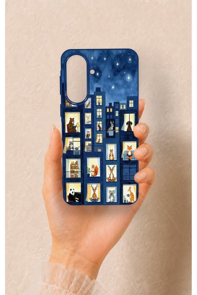 Vip Case Samsung A57 Compatible Starry Apartment Patterned Silicone Case