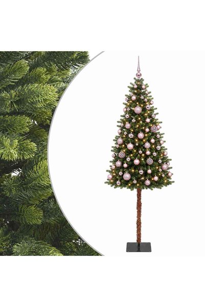 vidaxl Brad de Crăciun artificial cu globuri 150 cm 150 LED-uri