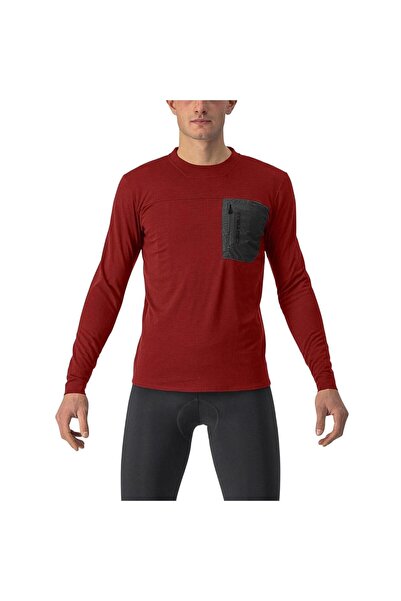 Castelli Tricou cu mânecă lungă 15-20 gr C - Unlimited Merino LS - roșu