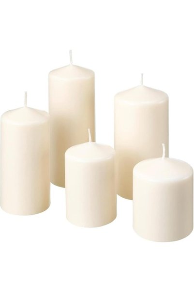 Generic مجموعة من 5 شموع غير معطرة باللون الأبيض