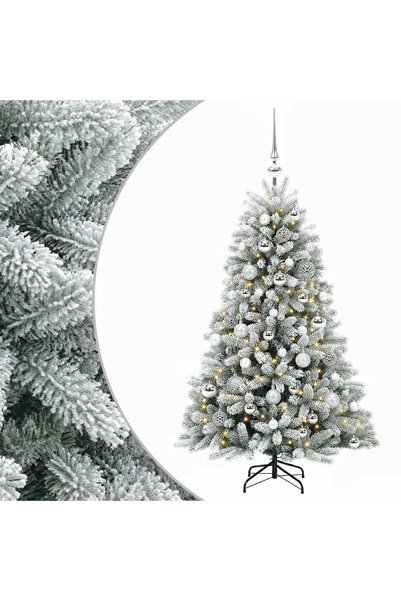 vidaxl Brad de Crăciun artificial cu globuri 120 cm 150 LED-uri