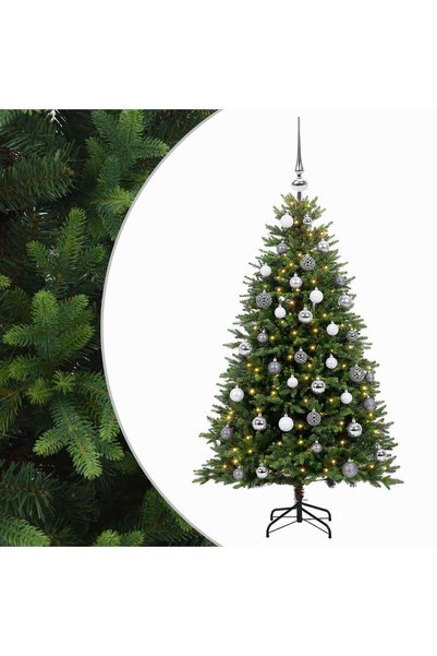 vidaxl Brad de Crăciun artificial cu globuri 150 cm 150 LED-uri