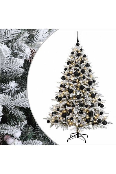 vidaxl Brad de Crăciun artificial cu glob 210 cm 300 LED-uri Alb cald