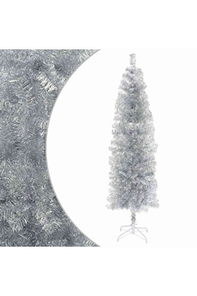 vidaxl Copac Artificial Slăb de Crăciun 180 cm PVC și Oțel Argintiu