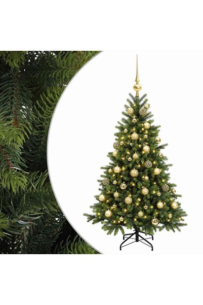 vidaxl Brad de Crăciun artificial cu glob 150 cm 150 LED-uri Alb cald
