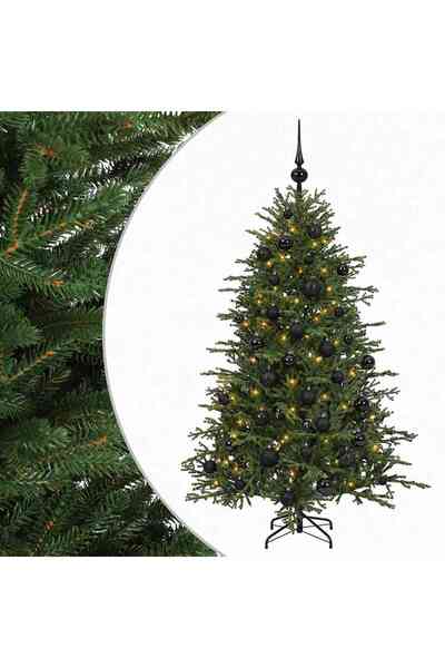 vidaxl Brad de Crăciun artificial cu glob 150 cm 150 LED-uri Alb cald