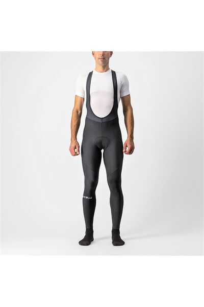 Castelli Men's cycling long pants with braces Entrata bibtights - black