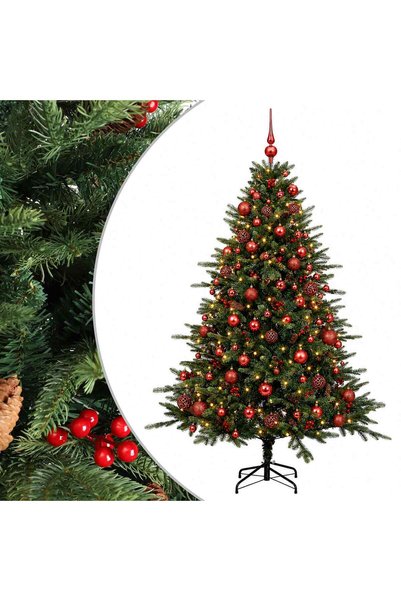 vidaxl Brad de Crăciun artificial cu glob 180 cm 300 LED-uri Alb cald
