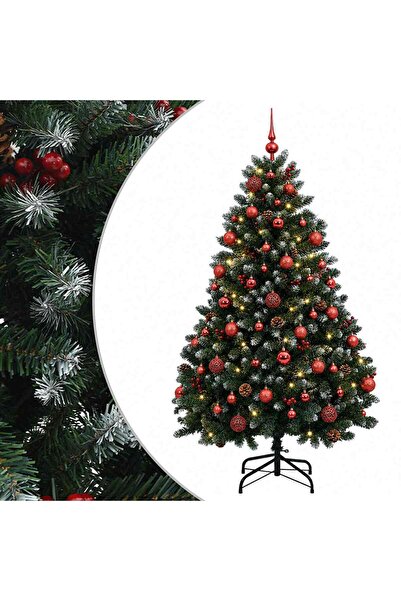 vidaxl Brad de Crăciun artificial verde cu glob 150 cm 150 LED-uri