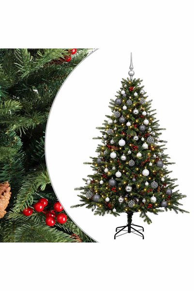 vidaxl Brad de Crăciun artificial cu glob 180 cm 300 LED-uri Alb cald