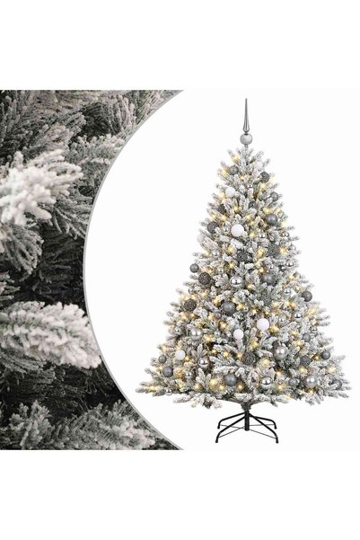 vidaxl Brad de Crăciun artificial cu glob 210 cm 300 LED-uri Alb cald