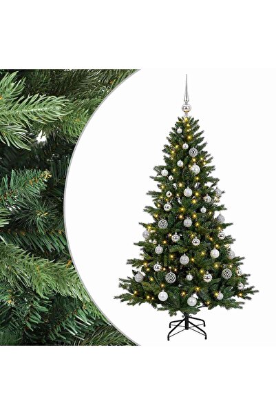 vidaxl Brad de Crăciun artificial cu glob 150 cm 150 LED-uri Alb cald