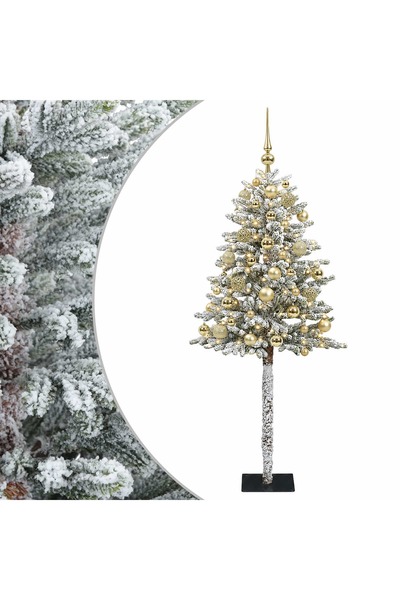 vidaxl Brad de Crăciun artificial cu globuri 150 cm 150 LED-uri