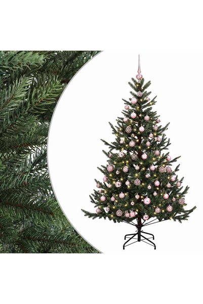 vidaxl Brad de Crăciun artificial cu glob 180 cm 300 LED-uri Alb cald
