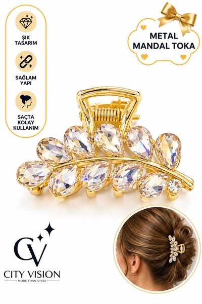 cityvision Shiny Zircon Stone Leaf Model White Color Metal Hairpin - Medium Size