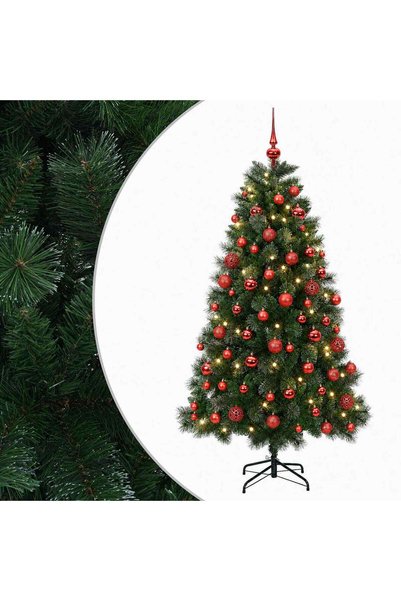 vidaxl Brad de Crăciun artificial cu globuri 210 cm 300 LED-uri