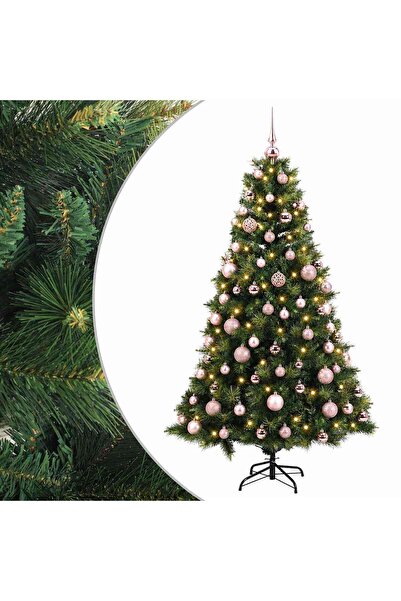 vidaxl Brad de Crăciun artificial cu glob 180 cm 300 LED-uri Alb cald