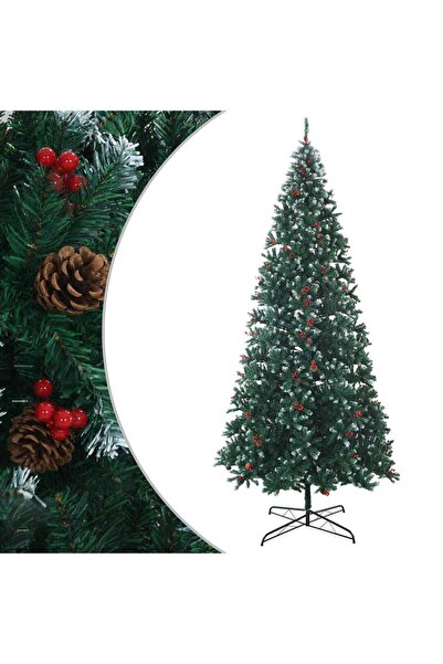 vidaxl Brad de Crăciun artificial 500 cm PVC și Oțel Verde și alb