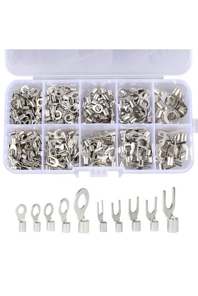 Choice 320pcs 320PCS Non-Insulated Ring Terminals & Fork Electric Wire Connec...