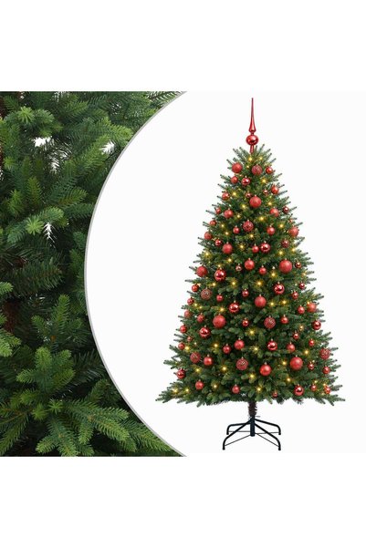 vidaxl Brad de Crăciun artificial cu globuri 240 cm 300 LED-uri