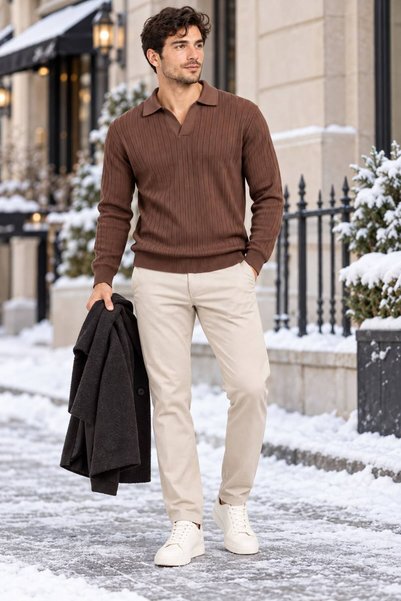 ModaYaren New Season Men's Shirt Collar Knitwear Sweater