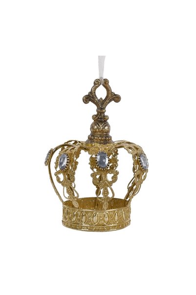 OEM Ornament Brad de Crăciun Coroana cu Glitter Auriu și Piatra 11x9.5 cm – D...