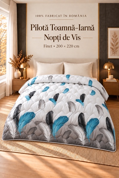 Generic Autumn-Winter Duvet Nopți de Vis, 200 x 220 cm, blue and gray